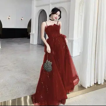 와인 레드 파티 드레스 웨딩