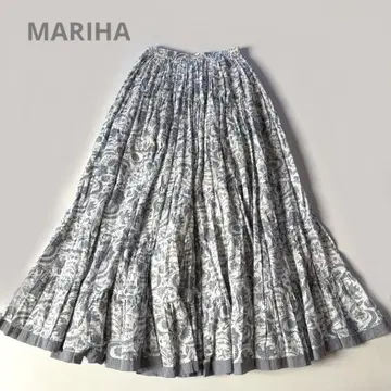 MARIHA 마리하 초원의 무지개 롱 스커트 티어드 보태니컬 무늬 그레이
