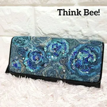 Think Bee! 싱크비 블루 로즈 장미 엠보 장지갑 컨디션 최상