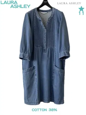깨끗함 LAURA ASHLEY 로라 애슐리 데님 원피스 핀턱