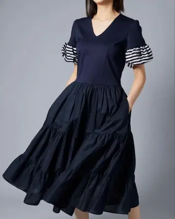 보더스 앳 발코니 TIERED TEE DRESS 네이비 36