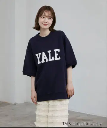 cone Yale 네이비 오버 사이즈 반팔 맨투맨