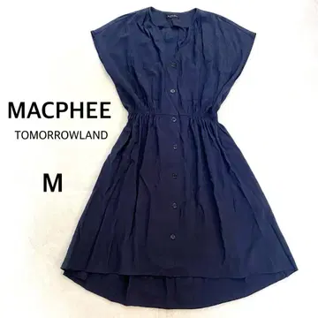 MACPHEE 투모로우랜드 네이비 버튼이 달린 롱 원피스 M