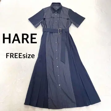 HARE 자카드 절개 턱 원피스 스트라이프 FREE