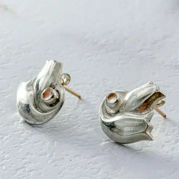 GEORG JENSEN 1999 귀걸이 로즈쿼츠 실버 925