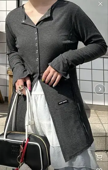 Alley Tokyo 가디건 리브 긴팔 가디건 차콜 그레이