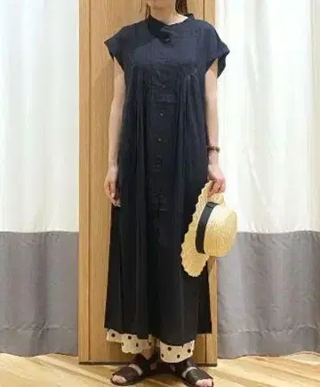 사만사 모스모스 미사용 택 포함 핀턱 프렌치 원피스 (블랙)