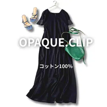 OPAQUE.CLIP 블랙 프릴 소매 V넥 원피스 38 면 100