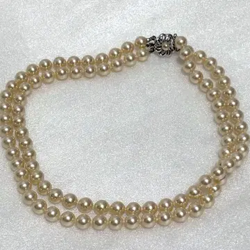 펄 목걸이 2연 클로징 SILVER 각인