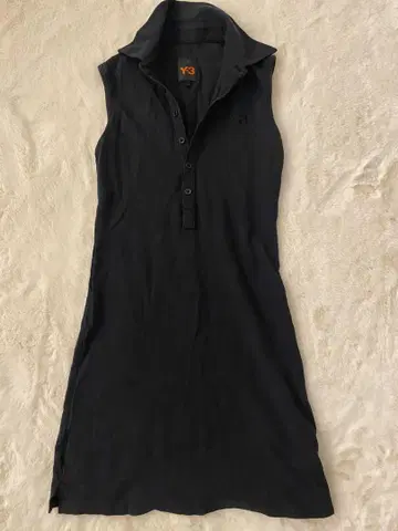 Y-3 블랙 슬리브리스 폴로 셔츠 원피스