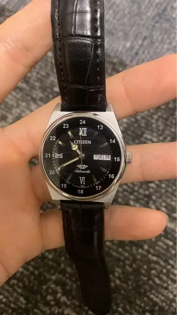 CITIZEN 자동 감기 손목시계 블랙