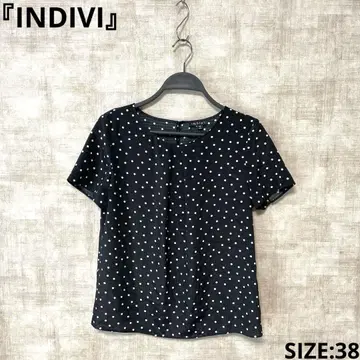 일본제 [INDIVI] 도트 프린트 블라우스 반팔 블라우스 SIZE38