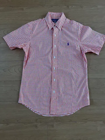 Ralph Lauren 오렌지 체크 반팔 셔츠