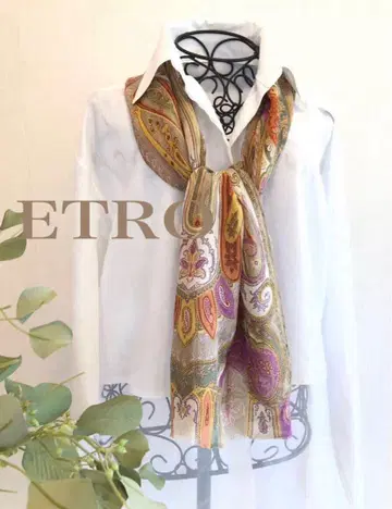 ETRO 에트로 숄 스톨 페이즐리 실크 100% 쉬폰 이탈리아제