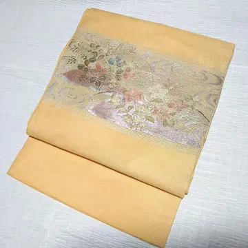 순수 실크 명주 오비(약 27.3cm) 나고야 오비 '가을 풀의 정원'