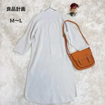 [무인양품] MUJI 하이넥 니트 롱 원피스 라이트 그레이 M~L