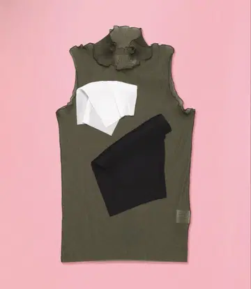 코토하요코자와 노 슬리브 톱 하이넥