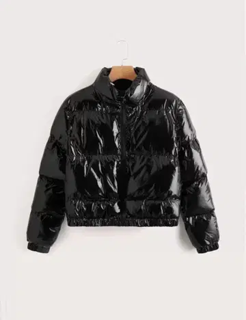 SHEIN 블랙 광택 코팅 다운