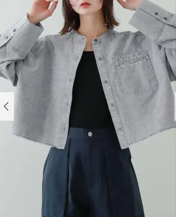 크롭 케미컬 워시 셔츠