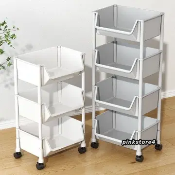 주방 카트 캐스터 포함 세련된 슬림 수납 선반 수납 카트 [4ck]