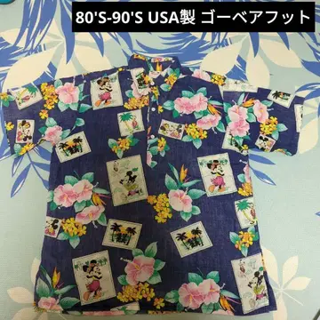 80'S-90'S USA제 고 베어 풋 디즈니 알로하 셔츠 남성용 L