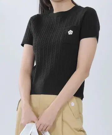 MARY QUANT 데이지 원 포인트 반팔 풀오버 (블랙)