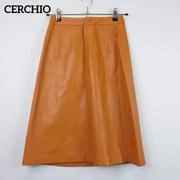 CERCHIO 램 가죽 천연 가죽 스커트 [S] 카멜 A 라인 고급 소재