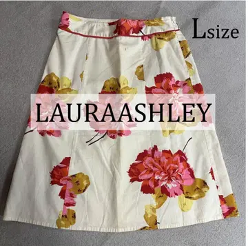 LAURAASHLEY 미디 스커트 꽃무늬 화이트 화이트 빨흰 구제 의류