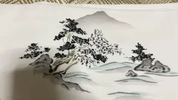 산수화 후쿠로 오비 화이트 베이스