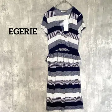 미사용 새상품 EGERIE 프랑스제 스트라이프 도트 랩 드레스 38