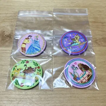 디즈니 캐릭터 자수 캔뱃지 비스킷 4종 세트