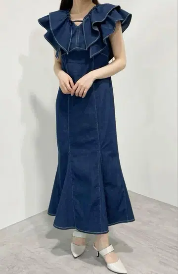 프릴 데님 원피스