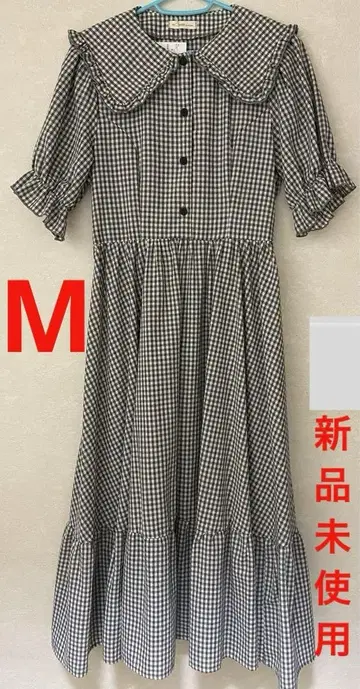 아오키 미사코 시마무라 깅엄 체크 원피스 미사용 새상품 M 사이즈