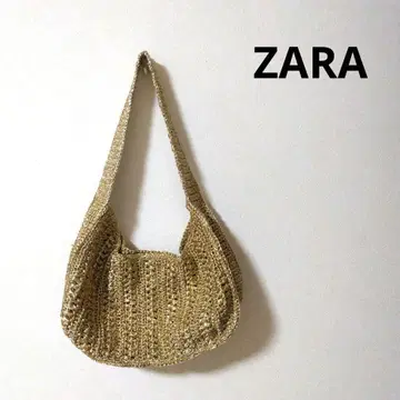 ZARA 골드 뜨개질 숄더백