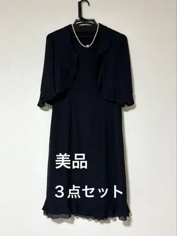 네이비 드레스와 숏 자켓 세트