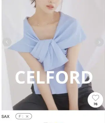 택 포함 새상품 2025SS CELFORD 리본 모티브 티셔츠 SAX
