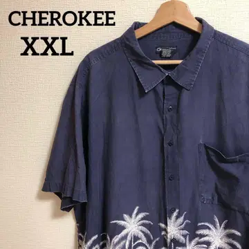 CHEROKEE (체로키) 알로하 셔츠 네이비 2XL 팜트리 패턴