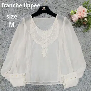 franche lippee 레이스 고양이 버튼 골드 버튼 시어 블라우스