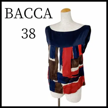 새상품급 BACCA 바카 실크 블라우스 슬리브리스 올 패턴 38 일본제