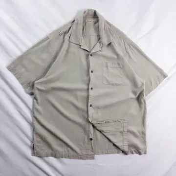 빈티지 구제 의류 90s 00s 실크 오픈 카라 헤링본 단색 아로하 셔츠