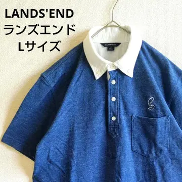LANDS'END 랜즈엔드 피케 셔츠 자수 블루 L 사이즈
