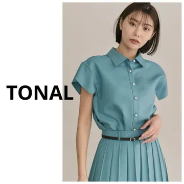 컨디션 최상 TONAL 펄 버튼 스퀘어 슬리브 블라우스 손세탁 가능!