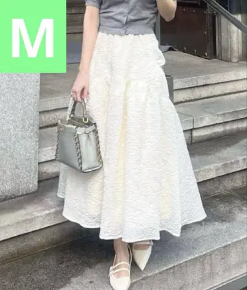 미라 워엔 포켓 디자인 허리밴딩 볼륨 스커트 아이보리 M