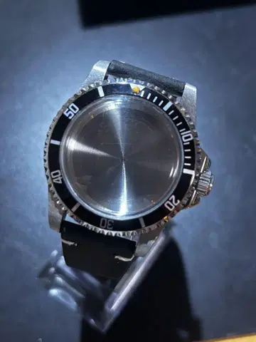 커스텀 모드 39.5mm 케이스 돔 렌즈 블랙 가죽 벨트 세트