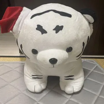 화이트 타이거 봉제 인형 산타 모자 포함