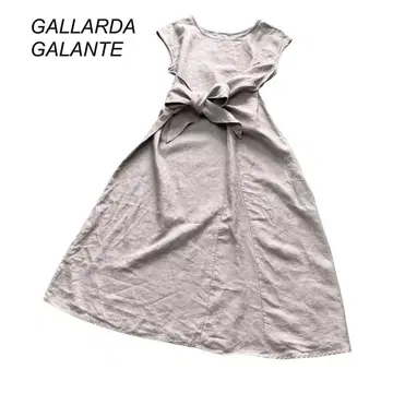 GALLARDAGALANTE 린넨 100% 리본 원피스 롱 기장