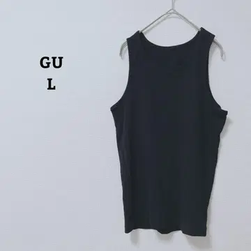 지유 탱크탑 슬리브리스 심플 무지 크루넥 면 100 L