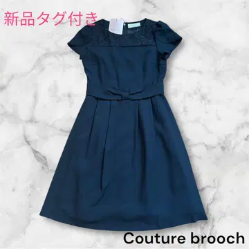 Couture brooch 다크 블루 원피스 무릎 아래 길이 새상품