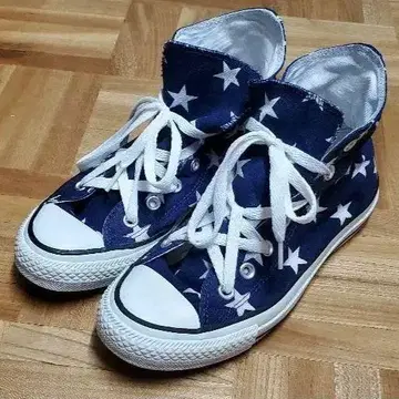 ALL STAR 별 패턴 하이컷 신발 네이비/화이트 24.5cm