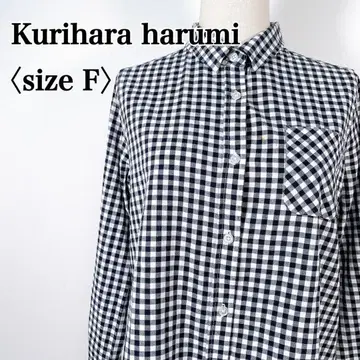 Kurihara harumi 코튼 100% 깅엄 체크 긴팔 셔츠